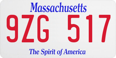 MA license plate 9ZG517