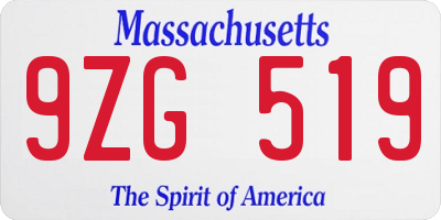 MA license plate 9ZG519