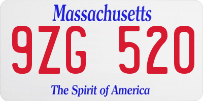 MA license plate 9ZG520