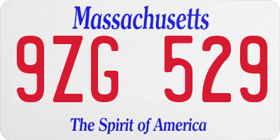 MA license plate 9ZG529