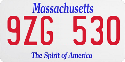 MA license plate 9ZG530