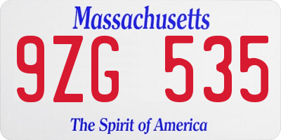 MA license plate 9ZG535