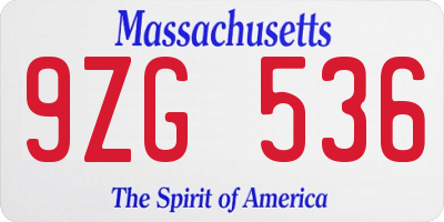 MA license plate 9ZG536
