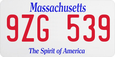 MA license plate 9ZG539