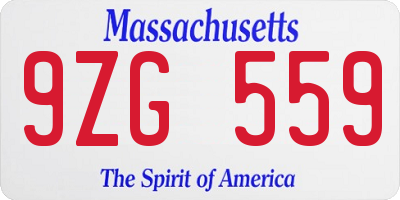 MA license plate 9ZG559