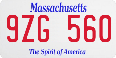 MA license plate 9ZG560