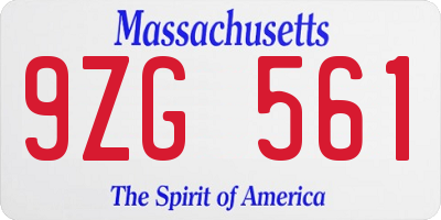 MA license plate 9ZG561