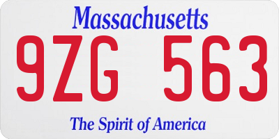 MA license plate 9ZG563