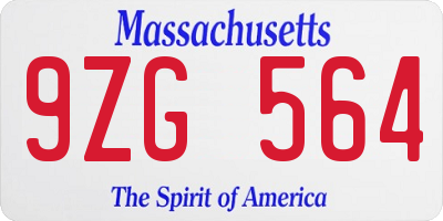 MA license plate 9ZG564