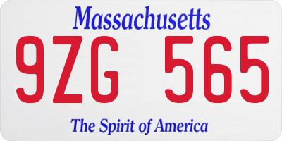 MA license plate 9ZG565