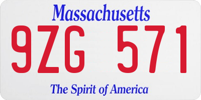 MA license plate 9ZG571