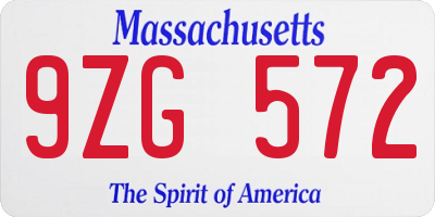 MA license plate 9ZG572