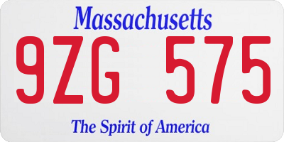 MA license plate 9ZG575