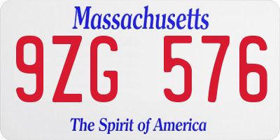 MA license plate 9ZG576