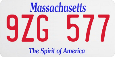 MA license plate 9ZG577