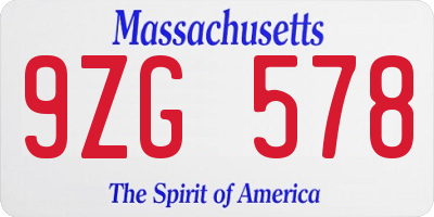 MA license plate 9ZG578