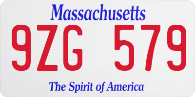 MA license plate 9ZG579