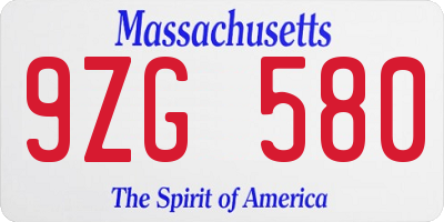 MA license plate 9ZG580