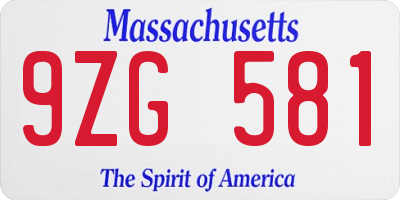 MA license plate 9ZG581