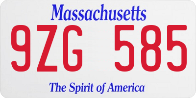 MA license plate 9ZG585