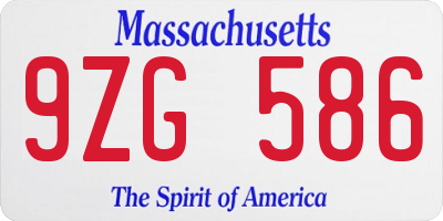 MA license plate 9ZG586