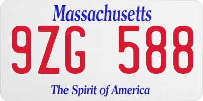 MA license plate 9ZG588