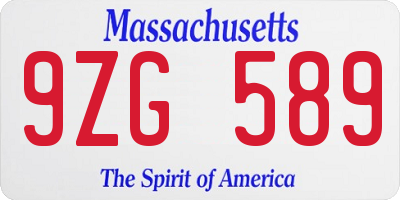 MA license plate 9ZG589