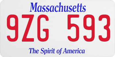 MA license plate 9ZG593