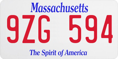 MA license plate 9ZG594