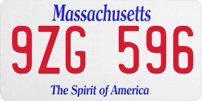 MA license plate 9ZG596