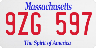 MA license plate 9ZG597