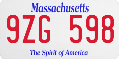 MA license plate 9ZG598