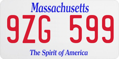 MA license plate 9ZG599