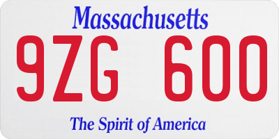 MA license plate 9ZG600