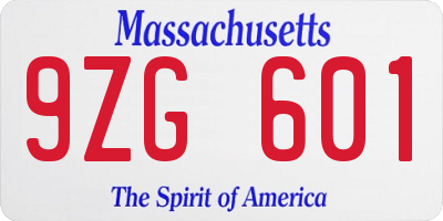 MA license plate 9ZG601