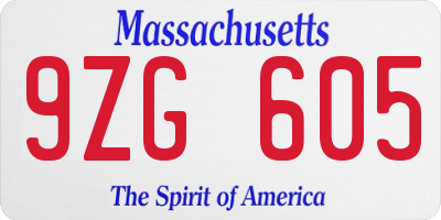 MA license plate 9ZG605