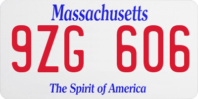 MA license plate 9ZG606