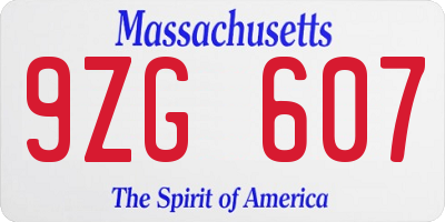 MA license plate 9ZG607