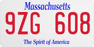 MA license plate 9ZG608