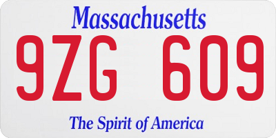 MA license plate 9ZG609
