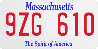 MA license plate 9ZG610