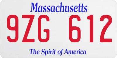 MA license plate 9ZG612