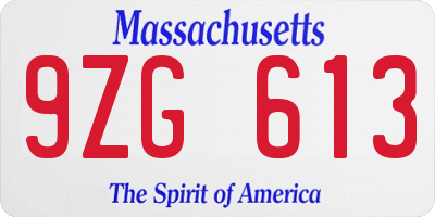 MA license plate 9ZG613