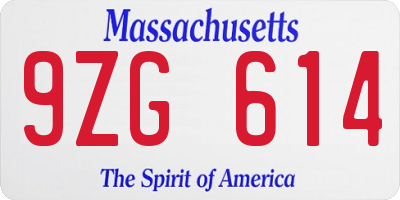 MA license plate 9ZG614