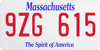 MA license plate 9ZG615