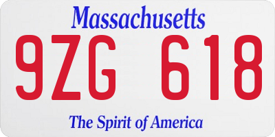 MA license plate 9ZG618