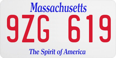 MA license plate 9ZG619