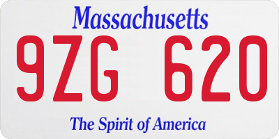 MA license plate 9ZG620