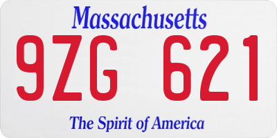 MA license plate 9ZG621