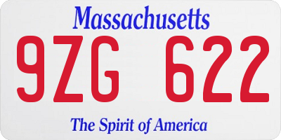 MA license plate 9ZG622